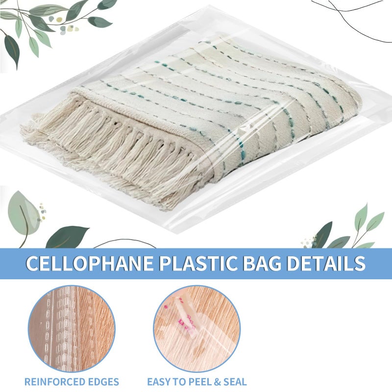 Coidea Cellophane Bags, 70 Pcs Resealable Clear Poly Bags for Clothes, Shirt Bag, Decorative Wrappers, Party Favors & Artwork(14x20) - Image 3